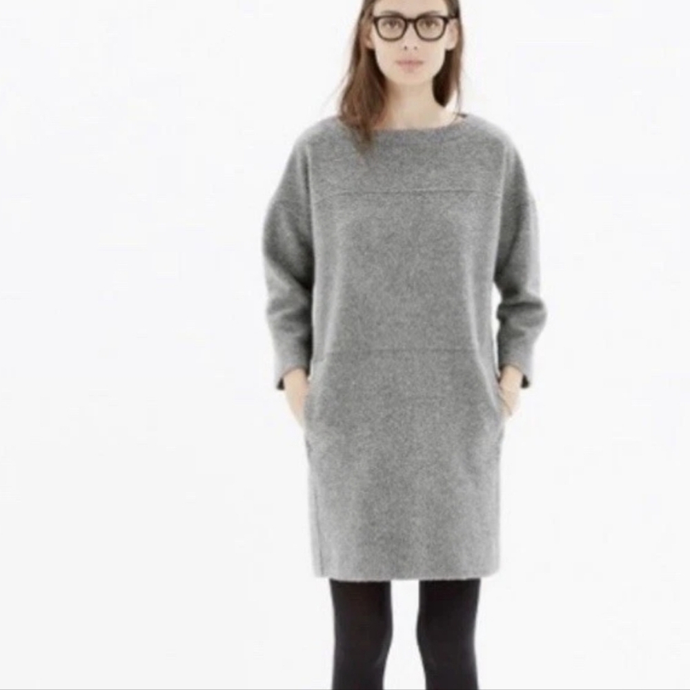 Madewell Heather Gray Manuscript Wool Blend Oversized Dress - M - EUC